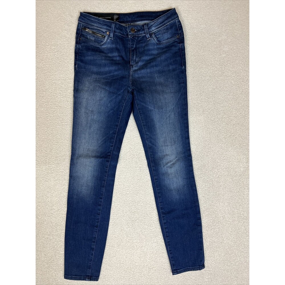 A/X Armani Exchange Women's J05 Super-Skinny Cropped Zip Jeans Blue Sz 26 R